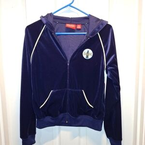 Coca Cola Navy Blue Velour Hoodie Medium